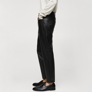 Men's PU Leather Pants Fashion Trousers <b>Slim</b> Fit Casual Bottoms Comfortable Waist Durable Material Streetwear Clothing - Product Image 3