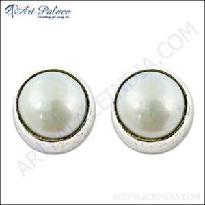 Pendientes de perlas de plata 925 Accesorio de fiesta de moda con perlas elegantes - Product Image 2