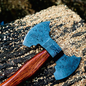Damascus Double Head <b>Axe</b> Custom Pattern Steel Heavy Construction Outdoor Camping Bushcraft Tool Damascus Double Head <b>Axe</b> - Product Image 3