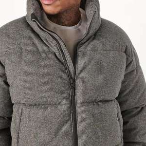 Chaqueta Bomber Acolchada de Lana con Cuello Alto y Cremallera para Hombre, Tallas Grandes, Negra, Transpirable, Estilo Casual de Invierno, Venta al por Mayor - Product Image 4