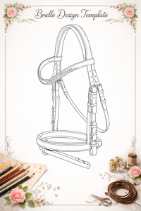 Bridon de cheval en cuir de qualité supérieure avec frontale ornée de cristaux - Product Image 5