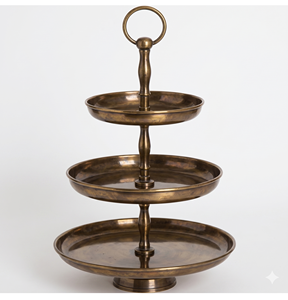 Two <b>Tier</b> Bronze <b>Cake</b> Stand Multi Layer Metal Dessert Display Reusable Hand Wash Only Cupcake Holder Serving Tray For Parties - Product Image 5