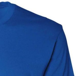 T-shirt bleu uni à col rond et manches courtes pour homme, en coton doux, décontracté, basique, léger, respirant, pour l'été, à porter au quotidien, personnalisable - Product Image 6