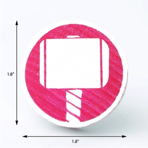 Poignées de tiroir et de porte en bois de pin faites à la main, design moderne, motif marteau Thor, rouge et blanc, pour commodes, armoires et cuisines - Product Image 2