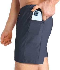 Shorts de Playa para Hombre, de Color Sólido, Secado Rápido, con Bolsillos, Cintura Elástica, Tejido de Spandex y Poliéster, con Diseño Floral, 120g - Product Image 1