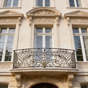 Rampe de balcon murale en fer forgé traditionnel, résistante à la rouille, finition thermolaquée, montage facile pour usage extérieur KHP - Product Image 5