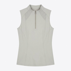 ODM <b>Women's</b> Sleeveless Zip up <b>Vest</b> <b>White</b> Collar Navy Horse Riding Top Lightweight Quick Dry Breathable - Product Image 3