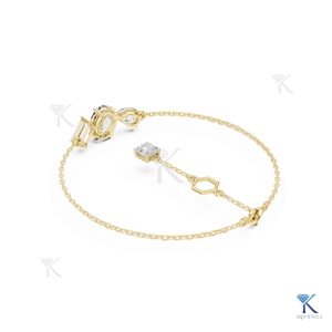 Lab Grown Diamond Three Stone Multi-Cut Filled Oval Cut Chain Bracelet 14K 18K <b>Solid</b> <b>Gold</b> Fine Unisex Luxury Jewelry - Product Image 4