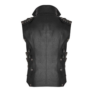 Chaleco de Cuero Sintético para Hombre, sin Mangas, con Detalles de Hebilla y Remaches, y Cierre Frontal con Cremallera - Product Image 2