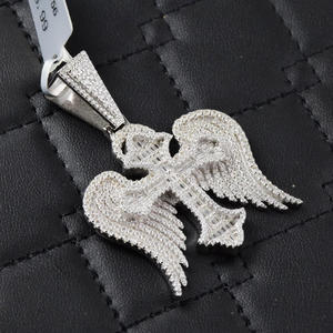 Collier Hip Hop tendance avec pendentif croix angulaire en moissanite glacée, en argent sterling plaqué rhodium, passe le test du diamant, cadeau de mariage - Product Image 2