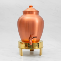 Pichet à Boissons Grande Capacité 100% Cuivre Écologique avec Couvercle, Finition Moderne, Idéal pour la Maison et les Mariages