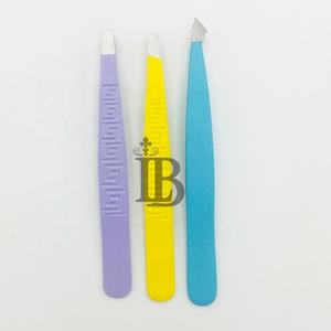 Pince à épiler pour sourcils haut de gamme en acier inoxydable, modèle Mink, lot de pinces à épiler pour sourcils, droites et biseautées, très demandées, avec logo personnalisable, bleues - Product Image 1