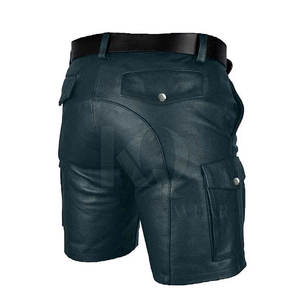 Shorts en cuir véritable pour homme, coupe structurée et construction haut de gamme durable - Product Image 3