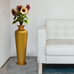 Vase de sol en laiton de qualité supérieure, doré, haut, décoratif, étanche, pot à fleurs, décoration de salon, fabrication sur mesure B2B - Product Image 4