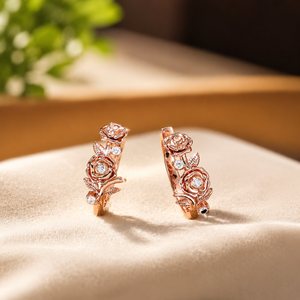 Pendientes de Oro Amarillo Vermeil con Diamantes Redondos y Moissanita Floral, Pendientes Colgantes para Fiesta, Boda o Regalo - Product Image 2