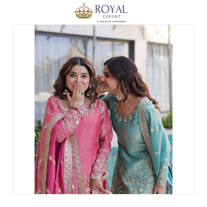 Fournisseur mondial vendant des vêtements indiens, des tenues de mariage et de fête, une collection traditionnelle de costumes Sharara en tissu Fendy Crush. - Product Image 6