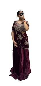 ชุดแต่งงาน ผ้าพรีเมียม พร้อมสวมใส่ ซารีประดับลูกปัด งานปักเลื่อม เสื้อปักสำเร็จรูป พร้อมสวมใส่ งานปักแบบอินเดียอย่างประณีต - Product Image 3