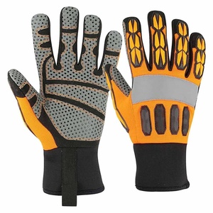 Synthetic Leather Amara Back Four-way With Foam <b>Lamination</b> Neoprene Cuff Impact Resistant Mechanic Gloves Customized Logo - Product Image 1