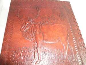 Beautiful Reindeer Embossed <b>A4</b> Size Handmade Leather Sketching Journal Customizable Vintage Writing Notebook Recycle Paper - Product Image 2