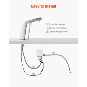 Rubinetto Automatico con Sensore di Movimento per Lavabo Bagno, Monoforo, Acqua Fredda, Senza Contatto, a Batteria, per Doccia e Vasca - Product Image 4