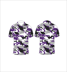 Polo pour homme à imprimé camouflage violet, noir et gris, à manches courtes, décontracté, pour l'été, pour le golf - Product Image 6