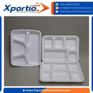 Assiette en bagasse de qualité supérieure, résistante à la chaleur, à 3/4/5 compartiments, jetable, certifiée ISO, idéale pour le service alimentaire - Product Image 3