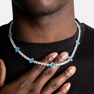 Luxury Cross <b>Statement</b> <b>Necklace</b> 925 Silver Rhodium Plated 14K Gold Plated Brilliant Cut Everyday Wear Unisex Tennis Chain - Product Image 4