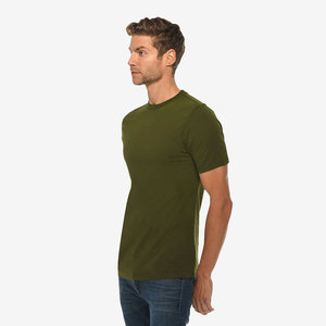 T-shirt classique bio en coton marron cannelle uni à manches courtes pour homme - Product Image 4