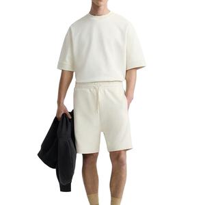 Ensemble chemise et short décontracté pour homme en tissu éponge uni, deux pièces, respirant, pour tous les jours, vente directe d'usine - Product Image 1