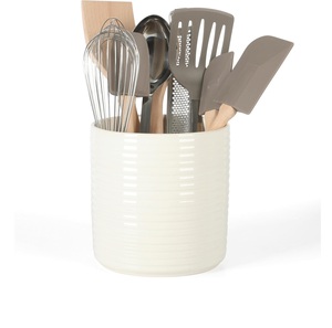 Portautensilios de Cerámica Premium, Acabado Brillante Acanalado, Alta Capacidad, Resistente al Calor, Organizador de Cocina Duradero para Encimera - Product Image 3