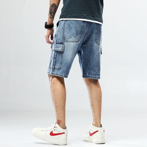 Custom Denim Shorts Slightly <b>Stretch</b> 100% Cotton Straight Leg Casual Baggy Jorts <b>Men</b> High Quality Breathable Streetwear Shorts - Product Image 2
