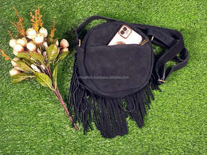 Stylish Cowhide Fur Sling Bag <b>Handbag</b> New Western Collection of Fringe Crossbody Shoulder Round Bags Women's Multi Uses Bag - Product Image 5