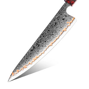 Couteau de cuisine artisanal en cuivre damasqué avec manche en bois artistique pour la préparation culinaire et la présentation des aliments - Product Image 6