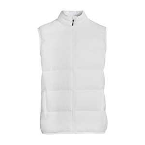 Men's White Stand Collar <b>Waterproof</b> <b>Padded</b> Vest Zipper Closure Regular-Length Solid Color Polyester/Nylon Shell Winter Casual - Product Image 1