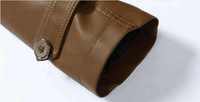 Veste en cuir de mouton marron pour homme, col montant, fermeture éclair, coupe régulière, coupe-vent, imperméable, automne-hiver