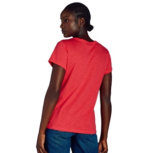 Best Selling Women's Clothing Red Color T Shirts O Neck Custom Design Short Sleeve Slim Fit Casual Solid Color T Shirts - Product Image 3