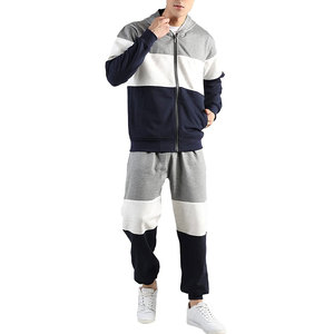 Conjunto Deportivo Premium para Hombre de Maternidad |   Conjunto Deportivo Urbano de Dos Piezas en Color Gris Ceniza Marino, Sudadera con Cuello Redondo y Bloques de Color Sólido para Gimnasio y Entrenamiento - Product Image 3