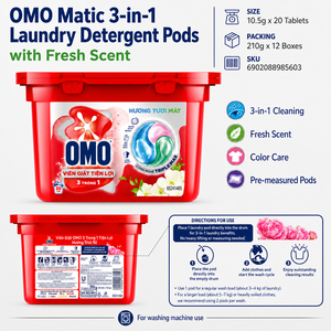 Cápsulas de detergente para ropa OMO Matic 3 en 1 con aroma fresco 210g x 12 cajas |   Formato Pre-Medido Conveniente - Product Image 6