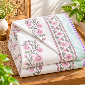 Couverture de lit en coton léger Dohar à motifs floraux, avec tissu doux et respirant pour un confort et une relaxation quotidiens dans la chambre - Product Image 3