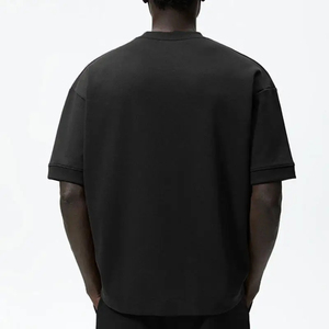 T-shirt personnalisé pour homme, col côtelé, en molleton français, vintage, oversize, blanc, streetwear, 320 GSM, poids lourd, 100% coton, imprimé - Product Image 6