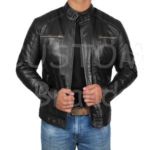 Chaqueta de cuero de piel de vaca auténtica 100%, cuello alto suave y cómoda, estilo callejero, forro de lana, ciudad delantera Sialkot Pakistán - Product Image 6