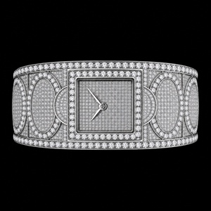 Montre élégante pour femme avec cadran carré argenté et serti de cristaux, bracelet pavé de cristaux et motif géométrique orné de diamants - Product Image 2