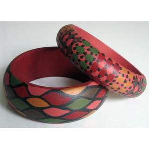 Bracelets peints en bambou et en bois faits à la main de style ethnique pour femmes - Mode et bijoux - Product Image 5