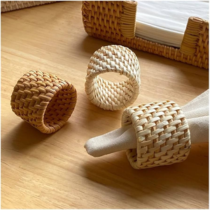 Nuevo diseño de anillo para servilletas de ratán natural tejido a mano, estilo bohemio, elegante para decoración de mesa en bodas y fiestas al mejor precio. - Product Image 2