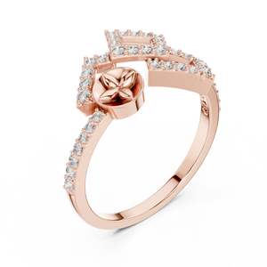 Anillo de Diamantes Cultivados en Laboratorio AURORA SQUARE BLOOM, Oro Rosa Sólido de 18 Quilates, para Mujer, para Bodas, Fiestas, Eventos, Uso Diario, Corte Brillante - Product Image 2