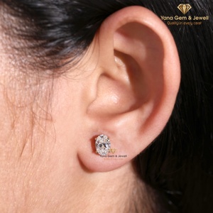 D Color VVS2 Clarity Luxury Oval Cut CVD Lab Grown Diamond Four Prong Setting Stud <b>Earrings</b> 2 TCW 14K Solid <b>Gold</b> IGI Certified - Product Image 4