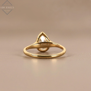 Elegant Yellow Gold Solitaire Diamond <b>Ring</b> Minimal <b>Thin</b> Band Engagement Wedding Jewelry Gift Supplier For Women Bridal Luxury - Product Image 2