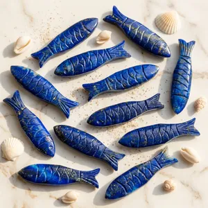 Pierre précieuse naturelle Lapis Lazuli, taille poisson, bleue, 8x25mm, effet lumineux, pierres lâches pour la fabrication de bijoux - Product Image 6