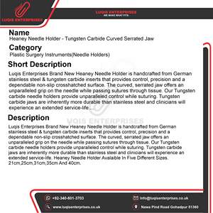 Portaagujas Heaney de Carburo de Tungsteno con Mandíbula Curva Dentada, Instrumento Quirúrgico de Acero Inoxidable, Herramienta TC Reutilizable - Product Image 5