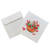 Panier de fleurs en quilling, carte de vœux faite à la main, enveloppe, art du papier quilling, spécial Vietnam, toutes occasions, cadeaux artisanaux en papier